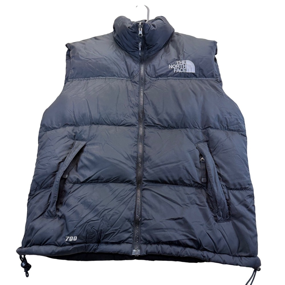 The North Face Puffer Vest Mens M Black Nuptse 700 Down Insulated Ripstop Vest